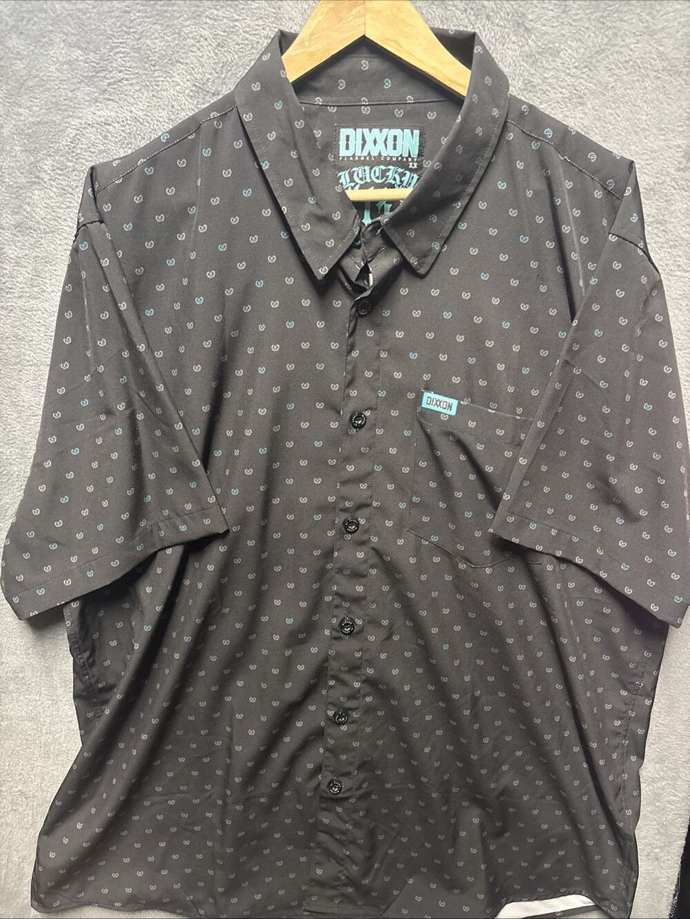Dixxon Flannel Co shirt Lucky13 Mens Large short sleeve black charcoal button up